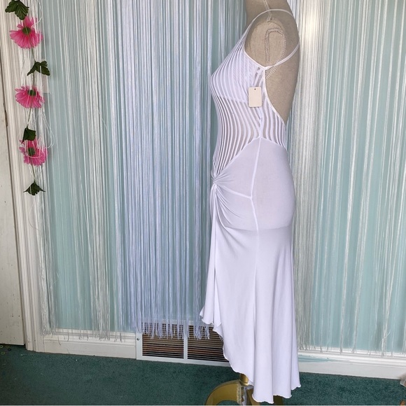 White Sheer Open Back Midi Dress NWT Size Small - Picture 6 of 17